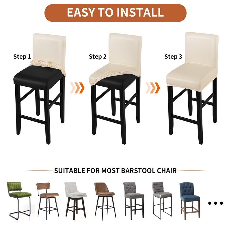 YISUN PU Bar Stool Covers Set of 2/4, Stretch Removable