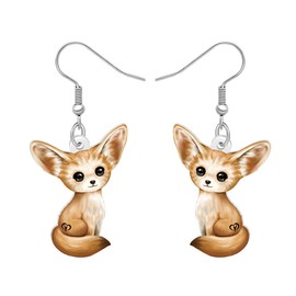 LONYOO Acrylic Fun Fox Earrings Dangle Drop Cute Animal Jewelry Fox Gifts for Women Mom Hypoallergenic Earring Hooks (Yellow)