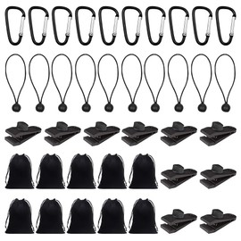 XJJAUGKLY Tablecloths Weight, Set of 10 Outdoor Tablecloths, Portable Weights for Gazebo, Includes 10 Carabiners, 10 Clips, 10 Weight Bags 20 x 25 cm, 10 Elastic Straps with Ball