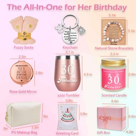 30th Birthday Gifts for Women, Happy 30th Birthday Basket Gifts Box for Best Friends Female Mom Wife Daughter Sister Her Girlfriend Coworker Bestie Women Birthday Unique