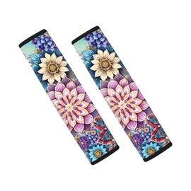 Dolyues Mandala Print Adults Seat Belt Pad Cover 2 Pack Car Accessories Women Universal Soft Auto Safety Seatbelt Cushion Comfortable Protector Pads