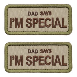 2 Pcs Dog Patches,Dad Says I'm Special Tactical Patch, Funny Military Morale Badge, Embroidered Applique Fastener Hook and Loop Patch for Backpacks, Dog Harnesses, Service Animal Vests,Tactical Gear