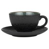 BITZ Stoneware Coffee Cup with Saucer 24cl Height 6cm Black/Green
