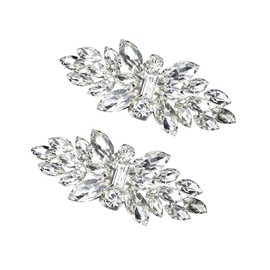 TENDYCOCO 1 Pair Shoe Buckle Rhinestone Crystal Shoe Clip Silver DIY Shoe Decor Accessories for Wedding Bride Women