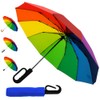 Rare Umbrella 12 Ribs Rainbow Umbrella Automatic Compact 50km/h Strong