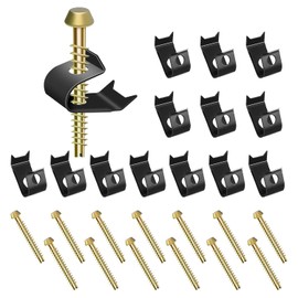 Dreyoo 14 Pack Sink Clips Kit, Undermount Sink Clips Compatible with Moen/Elkay Bathroom Counter, for Countertops up to 1-1/2" Thick, U Channel Brackets Top Mount Kit Support (Black,Gold)