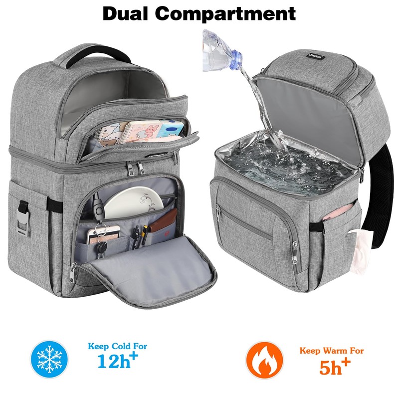Cooler Backpack,Insulated Backpack Cooler Leakproof Double Deck Cooler Bag for