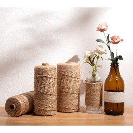 Natural Jute Twine,328 Feet Jute Rope Brown Twine Rope for Crafts,Gift Wrapping, Packing, Gardening and Wedding Decor,Christmas Decor…