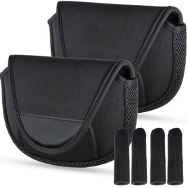 ESFUERZO Reel Cover, Reel Case, Fishing Storage, Spinning Bait Pouch, Neoprene Material, Thick, Black, L, Set of 2