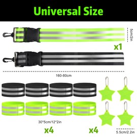 14-Piece Reflector Clothing Set, Reflectors Bicycle Reflector Belt, Adjustable, Reflective Band and Reflector Pendant, Reflector Pendant, Reflector Belt Adjustable, Dog Hiking & Outdoor Sports