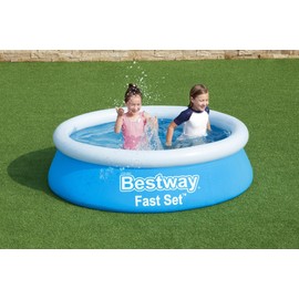 Bestway Fast Set 6 Foot x 20 Inch Round Inflatable Above Ground Outdoor Swimming Pool with 248 Water Capacity and Repair Patch, Blue (Pool Only)
