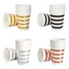 Stripe Cup (6 pieces) Disposable paper cup 8 ounces Birthday party metallic rose gold 3ea