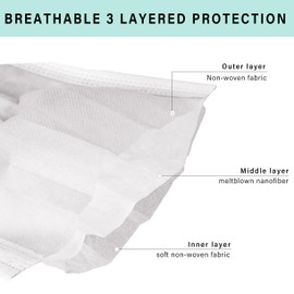 Borje Borje White Disposable Face Masks 100 Pcs White Face Mask 3 Ply Protection Masks