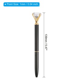 PATIKIL Black Ink Ballpoint Pen, 6 Pack Crystal Diamond Twist Metal Pen 1.0mm Medium Point for Note Taking Journaling Style 1, Black