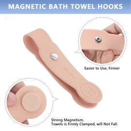 2 Pcs Towel Clips, Shower Magnetic Towel Clip, Hand Towel Hook for Bathroom Beach Towel Clip, Removable and Reusable, Gifts for Men Women