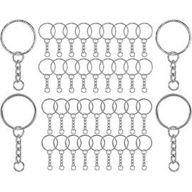 GEEKBOX 100 Pcs Silver Key Chains Keyring Blanks Tone Key Split Rings with Link Chain Kit for Home Car Keychains Lanyards, Gifts, and Other Crafts Jewellery Making Open Jump Rings Bulk for Crafts DIY