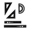 Zotemo Metal Geometry Set, 5-Piece Aluminum Ruler, Math Drafting Ruler