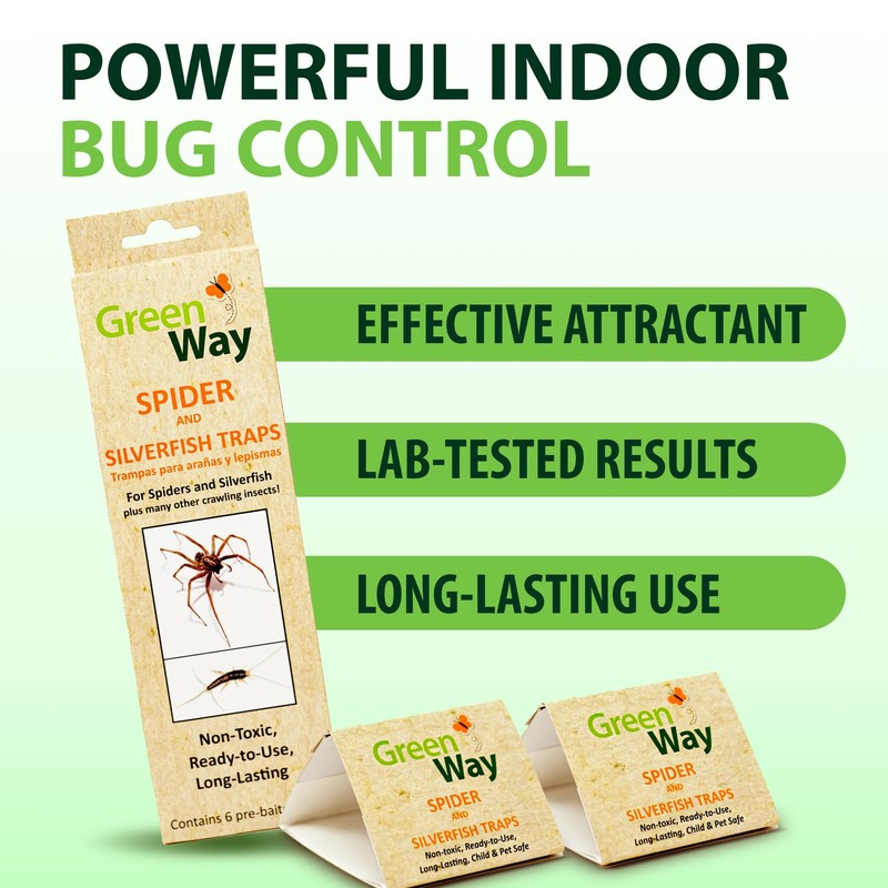 Greenway Silverfish and Spider Traps, Non-Toxic Indoor with High-Strength Glue