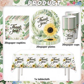 61Stk Thanksgiving Party Geschirr Set, Thanksgiving Party Dekoration Zubehör, Floral Dekorationen, Themed Geschirr enthält Teller Tassen Papierservietten Tischtücher