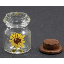 Unbranded Dollhouse Miniatures 1:12 Scale Glass Jar with Sunflower Decal #IM65719