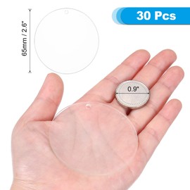 MECCANIXITY Llaveros De Acrílico En Blanco, 50Pcs Llaveros Redondos De Acrílico Transparente De 1.6 Pulgadas Discos Redondos De 3mm De Grosor Con Agujeros Para Manualidades, Joyería Colgante