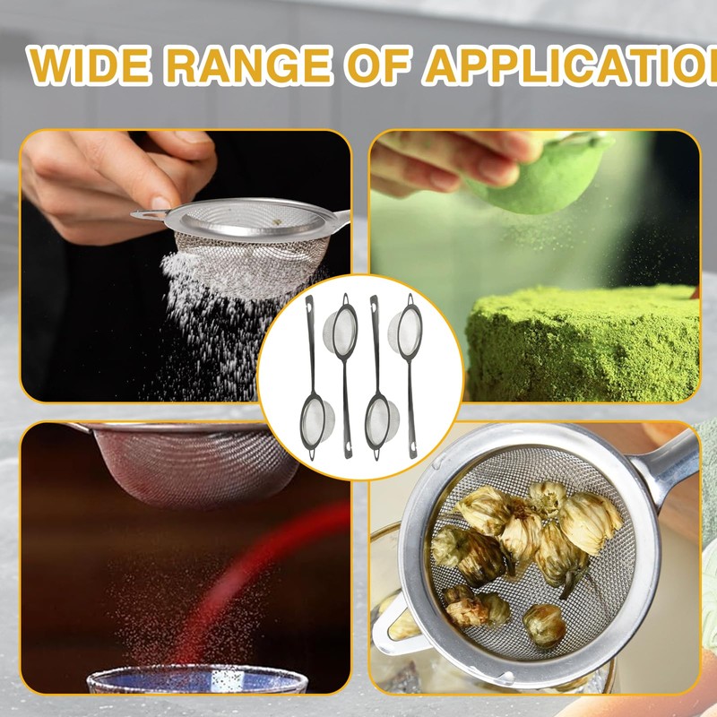 Xdealcozyxc 4 Pcs Matcha Small Sieve Fine Mesh, 5.5 Cm