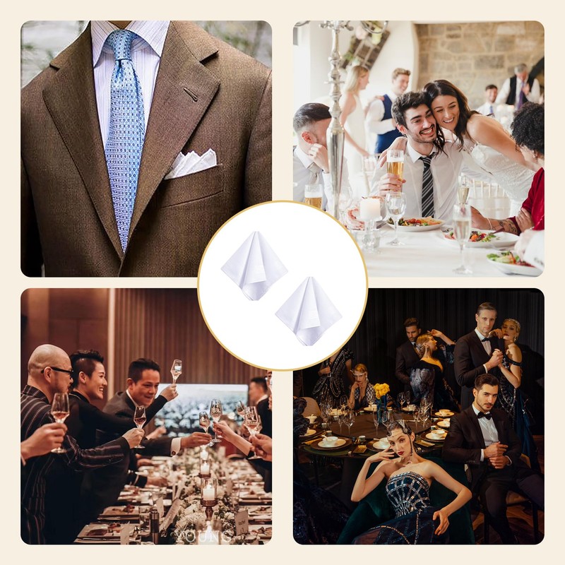 Men's Pocket Square, Men's Handkerchiefs, Handkerchiefs, Wedding, White, Pocket Square