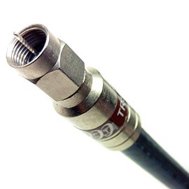 PHAT SATELLITE INTL - Made in USA Long Run RG11 Coaxial Cable 3x Shields, 14 AWG Solid Core 75 Ohm Indoor Outdoor Weather Seal All Brass Fittings, UL ETL, Antenna HDTV Modem Internet (1 foot, Black)