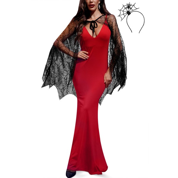For G and PL Halloween Women's Witch Lace Spider Web