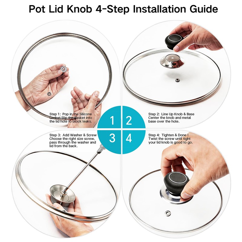 4 PCS Plastic & Stainless Steel Pot Lid Top Replacement