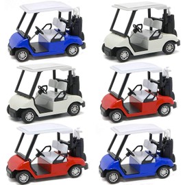Liberty Imports 6 Pack Die-Cast Metal Golf Cart Model Toy 1:20 Scale Vehicle (4½ Inches)