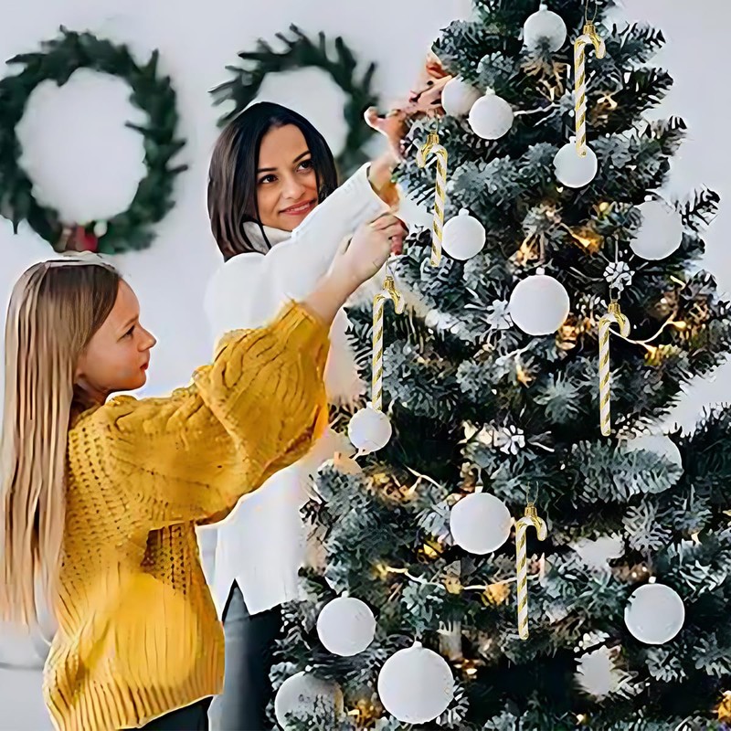 12Pack Christmas Glitter Candy Cane, Twisted Crutch Canes Christmas Tree