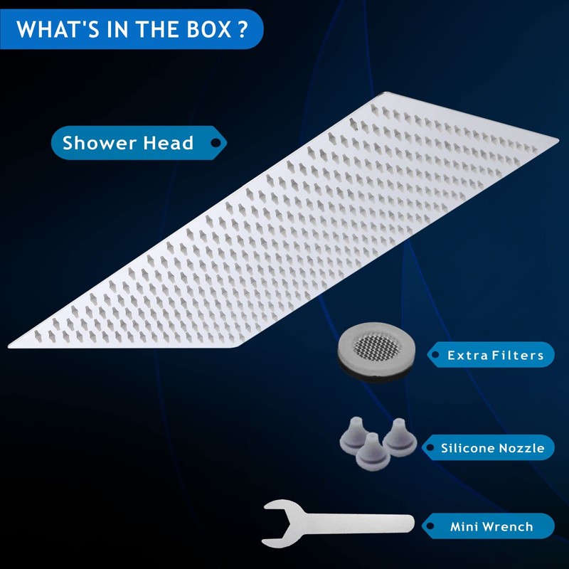 Voolan Oversize Rain Shower Head - High Flow Square Rainfall