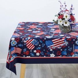 uwdfnwuif 4th of July Tablecloth Waterproof Patriotic Table Cloths for Memorial Day, Independence Day Indoor Outdoor Dining Room-60"*84" Rectangle
