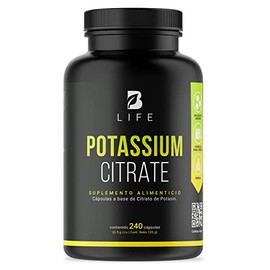 B Life Company Citrato de Potasio 800 mg de Potasio (Provenientes de 1000 mg). Ingredientes Naturales de 240 Cpsulas. Potassium Citrate               