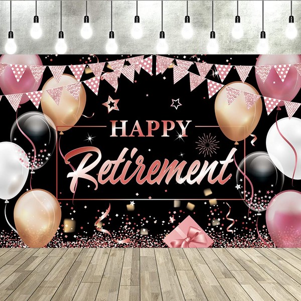 Flunyina Happy Retirement Party Decorations Extra Large Fabric Happy Retirement