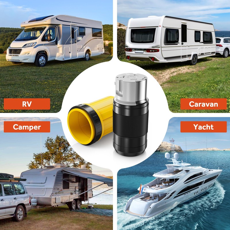 50AMP RV Power Cord Twist Lock Plug with Locking Ring