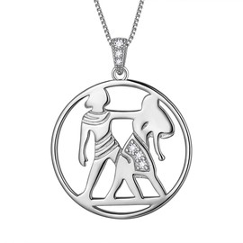 Aurora Tears 925 Sterling Silver 12 Zodiac Pendant Constellation Round Coin Necklaces CZ Horoscope Gold-Plated Jewellery Gift for Women and Girls DP0111, Gold-Plated Silver