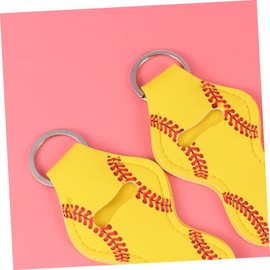 SHOWERORO Carry Your Lipstick Safely 10 Pack Lipstick Cover Keyring Handbag Hanging Keychain Neoprene Yellow Baseball Theme