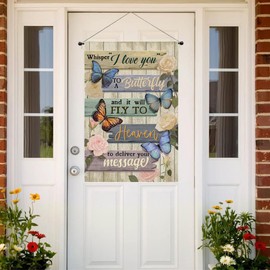 ARGOOFG Memorial House Flag 28x40 Inch Double Sided Outside Whisper I Love You to A Butterfly Inspirational Saying Spring Rose Garden Yard Outdoor House Decoration