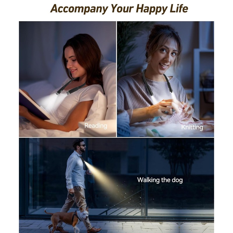 LED Neck Reading Light 3 Colors 3 Brightness Levels Bendable