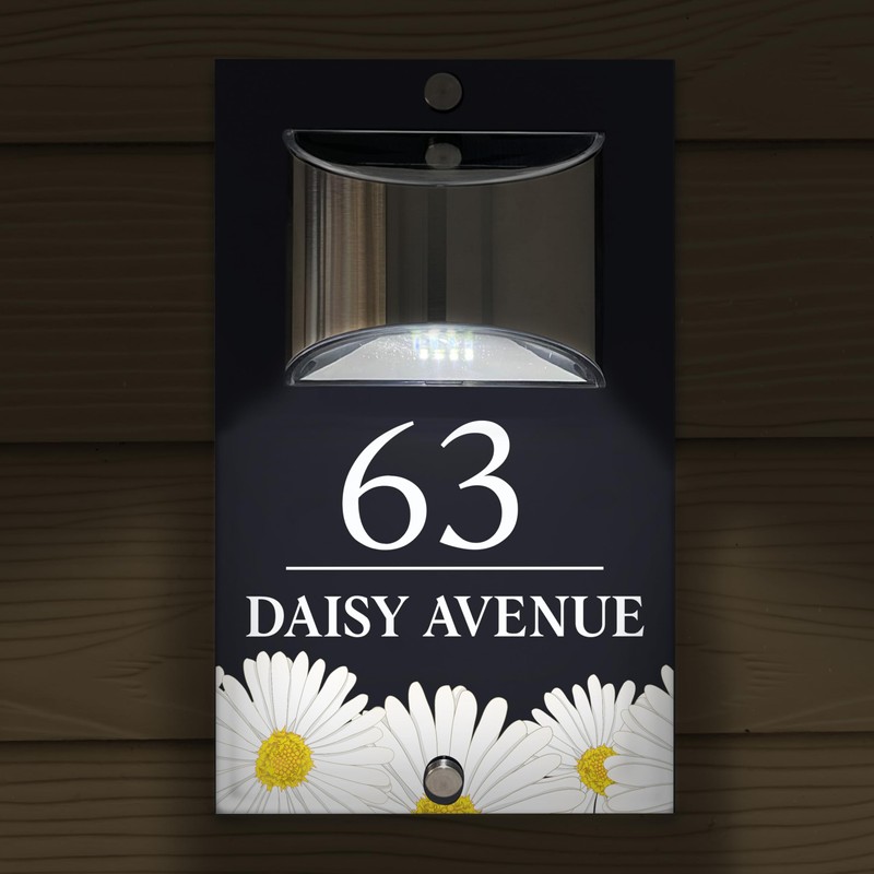 Custom Signs Solar Illuminated Modern Anthracite House Number Sign 24cm