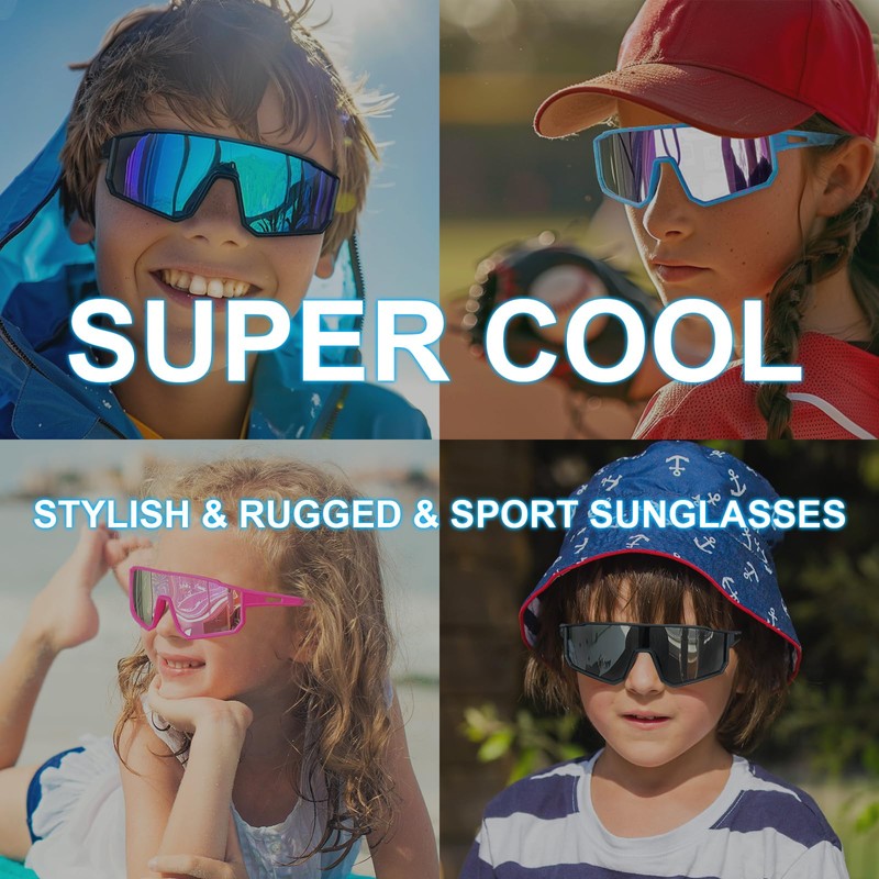 CMBJJU Kids Sunglasses,Youth Baseball Sunglasses, Sports Sunglasses for 8-14 boys