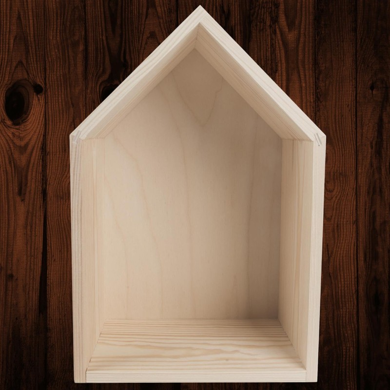 WooDeeDoo Medium Wooden House Shaped Display Shelf 20 x 13