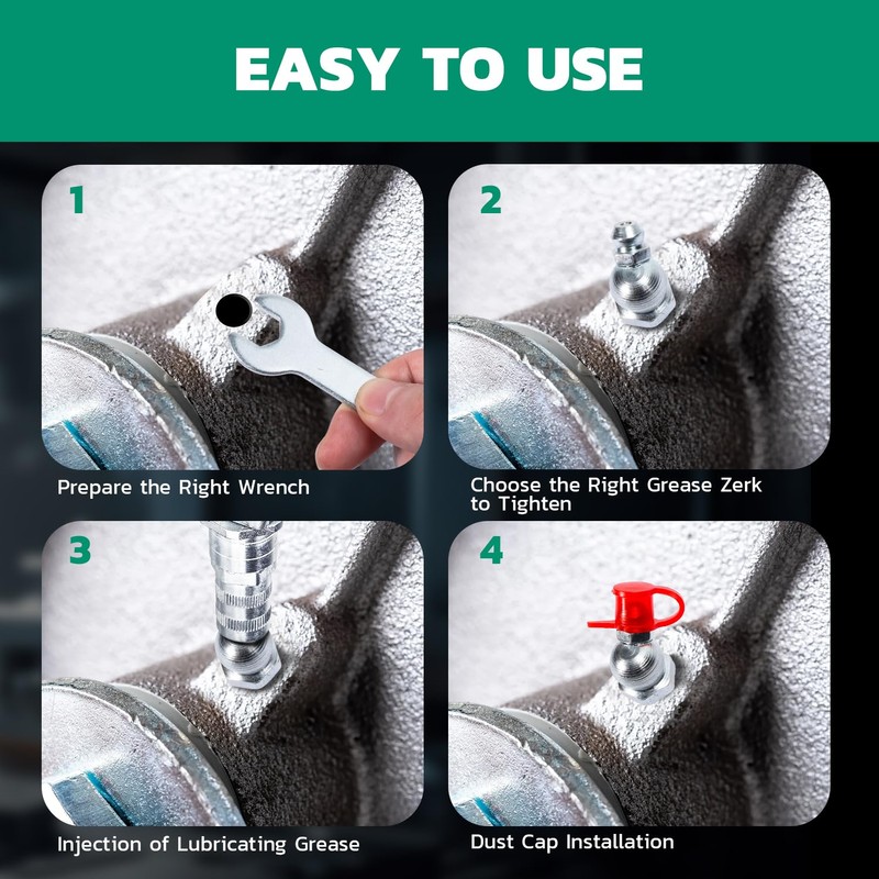 OURU 150PCS Grease Fittings Kit, SAE & Metric Zerk Grease