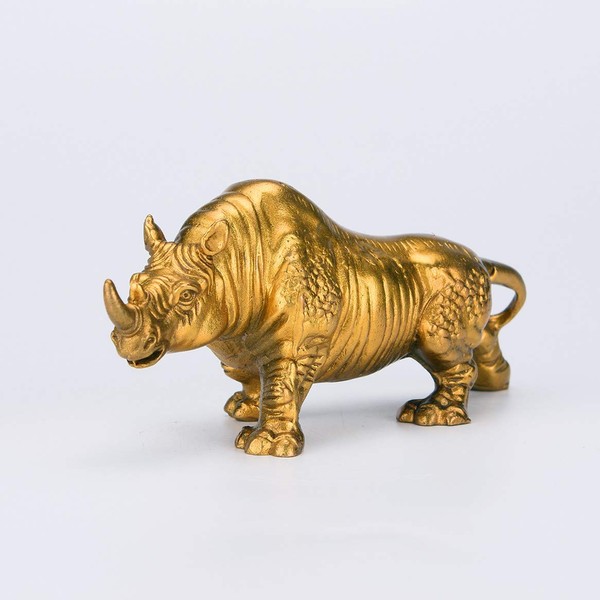 Feng Shui Goods, Rhinoceros Good Luck Figurine, Fortune Up, Money Luck, Fortune Collection, Amulet, Copper