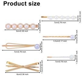 6 Stück Perlenhaarspangen für Frauen, 6 Designs Perlen Haarspangen Elegante Goldene Perlen-Druckknöpfe für Hochzeits-Braut-Accessoires Geschenk