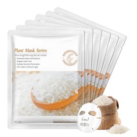 Pack of 6 Rice Mask, Korean Rice Extracts, Rice Cloth Masks, Hydrating Mask, Rice Masks, Anti-Wrinkle Anti-Ageing Face Mask, for Hydration, Cleansing and Brightening