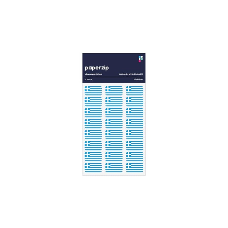 PAPERZIP - Greece Flags (Γαλανόλευκη, Galanólefki) – 48 Stickers for