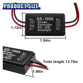 12V-16V Car Flash Strobe Controller, GS-100A Brake Light Tail Stop Lamp Flasher Module, Universal Car Truck Strobe Light Control Module for High Mount or 3rd Brake LED Retrofit (4PCS)